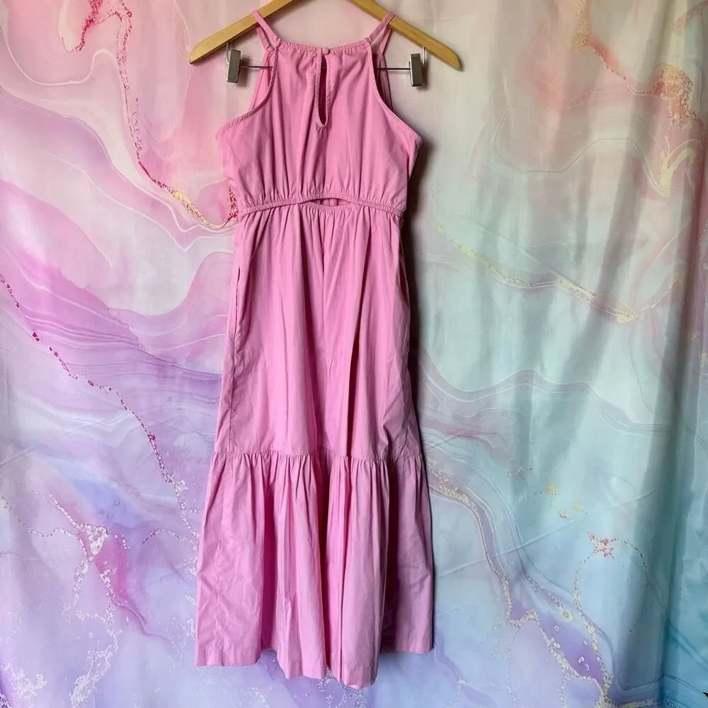 Abercrombie & Fitch 13/14 Pastel Pink Layered Tiered Maxi Prairie Dress Preppy